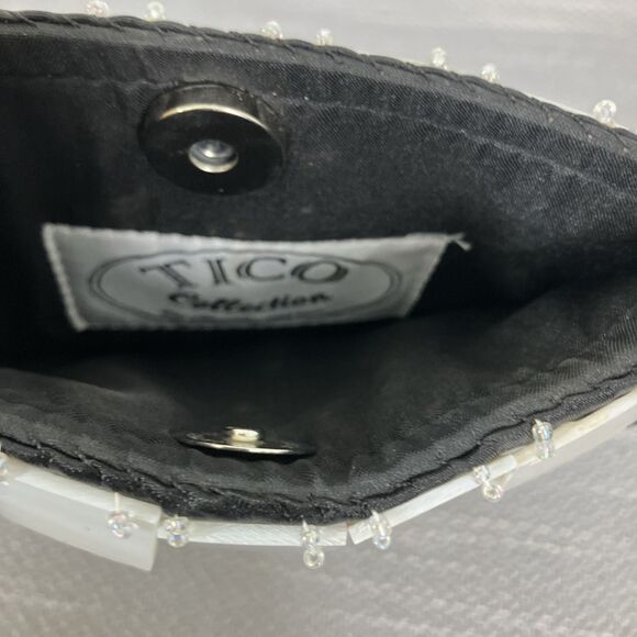 Tico Collection Shoulder Bag Shell Sided Beaded Strap agnetic Snap Closure - Picture 5 of 6